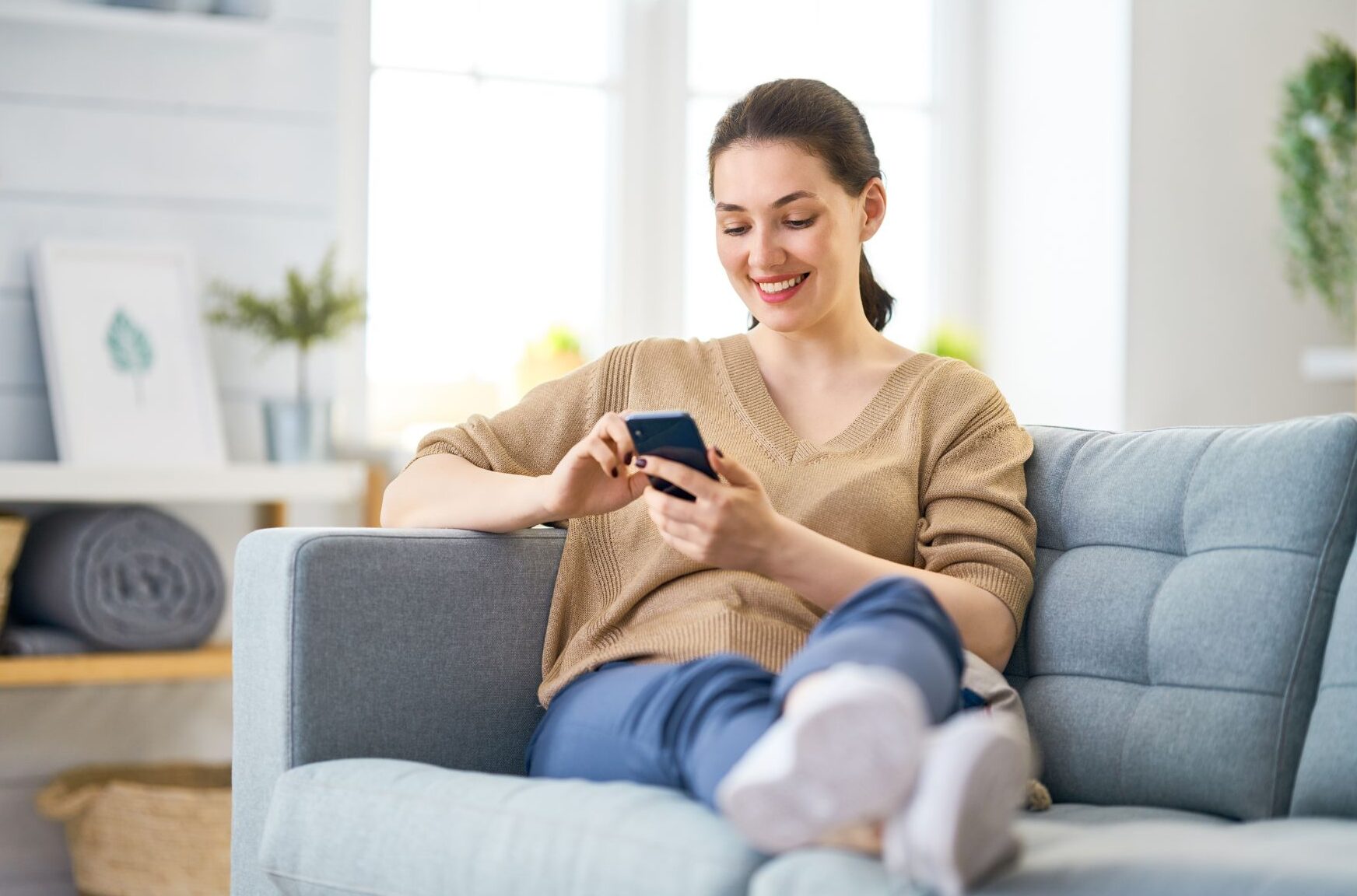 lady sitting on couch